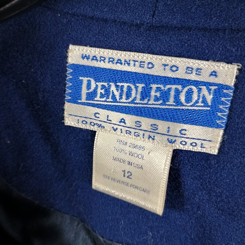 Pendleton Blazer Womens 12 Navy Blue 100% Virgin Wool Sport Coat Made in USA - Picture 3 of 10